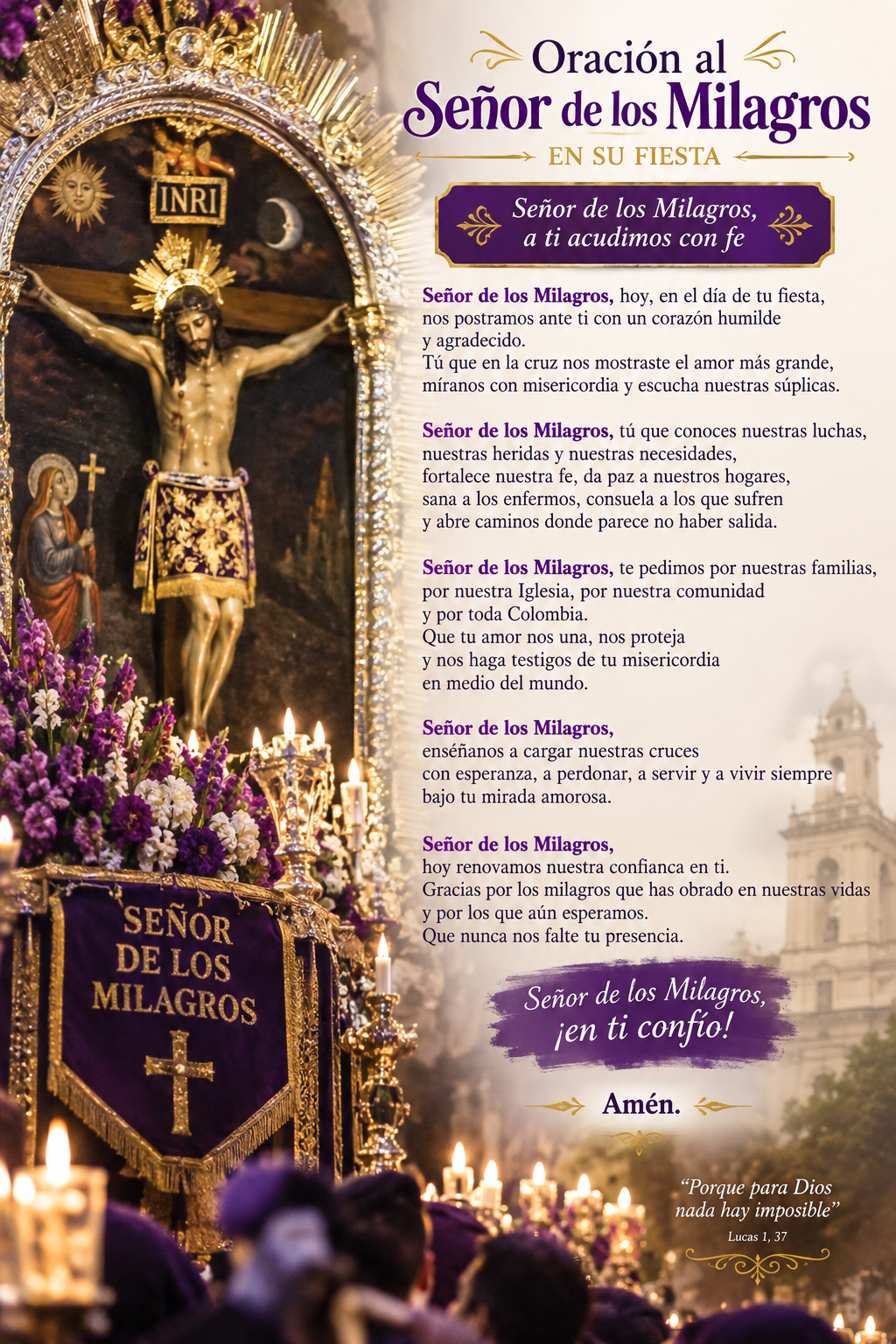 ORACIÓN AL SEÑOR DE LOS MILAGROS
